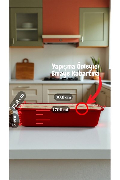 30/13 Emaye Baton Kek Ekmek Kalıbı 1,7Lt Fırın, Pişirme, Pasta, Çeyiz,