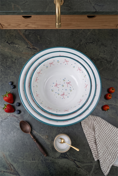 32-36-40 Cm 3 Parça  Emaye Leğen Çırpma Ve Karıştırma Kabı Seti. Hamur Leğeni. Meyvelik. Çeyiz. Büyük Kase