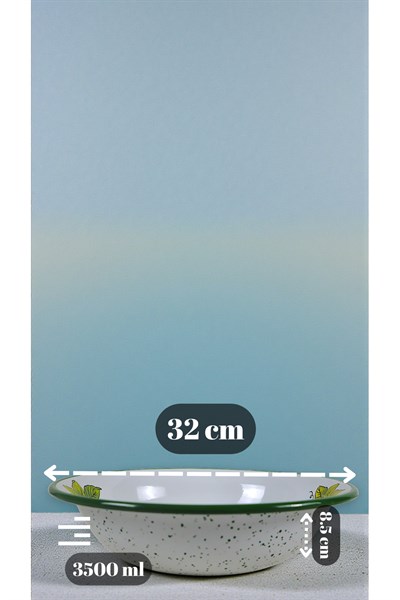 32 Cm Emaye Kase , Çukur Tabak, Salata Tabak, Cips Tabak