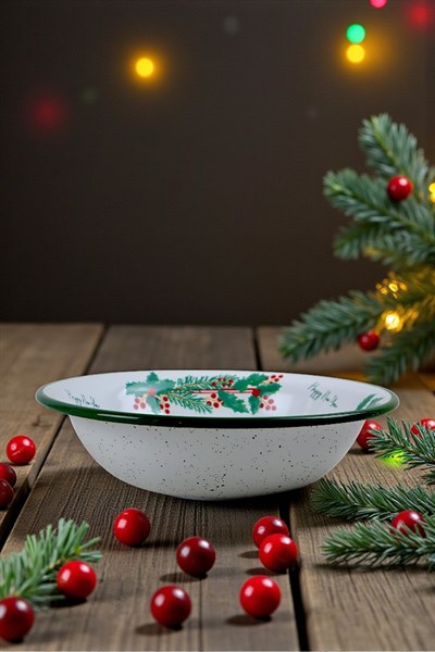 32 Cm Emaye Kase , Çukur Tabak, Salata Tabak, Cips Tabak