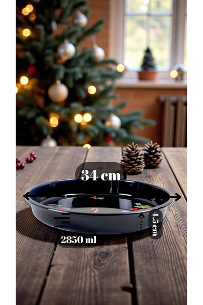 34 No Emaye Fırın Tepsi Yuvarlak Tepsi ~34 Cm