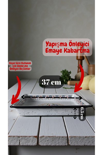 34x37 No Emaye Fırın Tepsi Dikdörtgen Tepsi 37 Cm