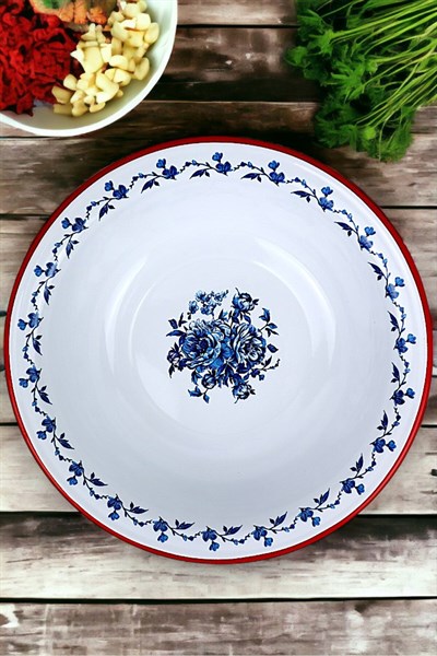 36 Cm 4,5 Litre Emaye Leğen Çırpma ve Karıştırma Kabı, Hamur Leğeni. Meyvelik. Çeyiz.  Büyük Kase