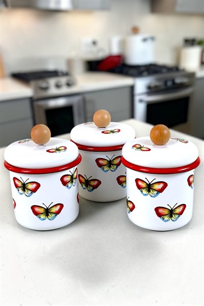 3Lü Emaye Baharatlık Set 380Ml 6 Parça