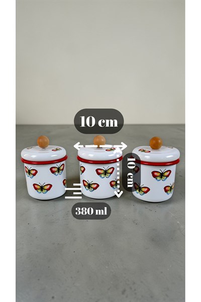 3Lü Emaye Baharatlık Set 380Ml 6 Parça