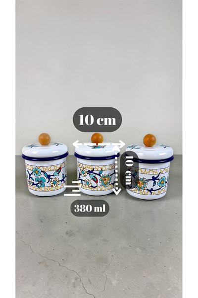 3Lü Emaye Baharatlık Set 380Ml 6 Parça