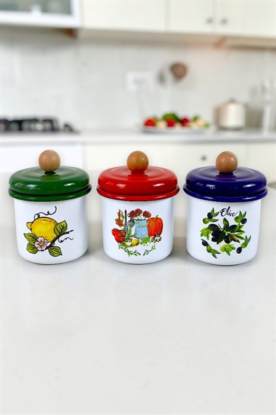 3Lü Emaye Baharatlık Set 380Ml 6 Parça