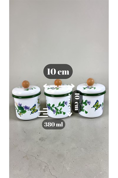 3Lü Emaye Baharatlık Set 380Ml 6 Parça