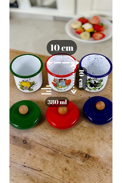 3Lü Emaye Baharatlık Set 380Ml 6 Parça