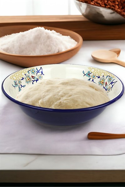 40 Cm 8Litre Emaye Leğen Çırpma Ve Karıştırma Kabı, Hamur Leğeni,Meyvelik, Çeyiz, Hediye, Büyük Kase