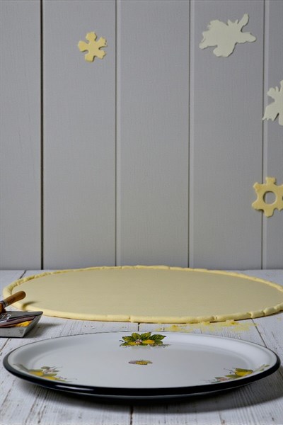 50 No Emaye Sini Sofra, Yemek Sunum Tepsi, Yer Sofrası Çinko ~48 Cm