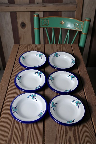 6 Parça 14Cm Emaye Tabak Set ,Kahvaltı Tabağı,Reçellik, Zeytin, Peynir Tabağı, Çeyiz