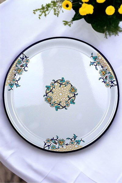 60 No Emaye Sini Sofra, Yemek Sunum Tepsi, Yer Sofrası Çinko ~58 Cm 1mm.KALIN ÜRÜN
