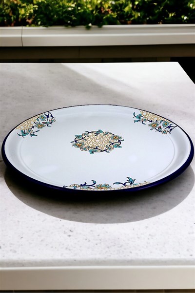 70 No Emaye Sini Sofra, Yemek Sunum Tepsi, Yer Sofrası Çinko ~68 Cm kalınlık:1mm