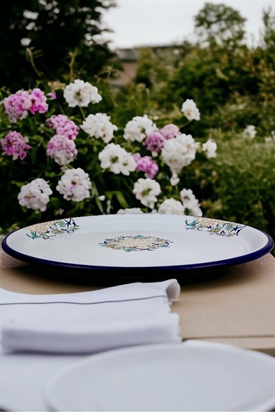 70 No Emaye Sini Sofra, Yemek Sunum Tepsi, Yer Sofrası Çinko ~68 Cm kalınlık:1mm