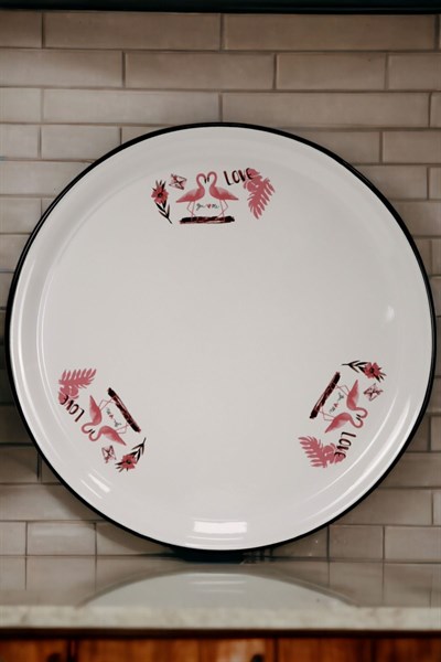 70 No Emaye Sini Sofra, Yemek Sunum Tepsi, Yer Sofrası Çinko ~68 Cm