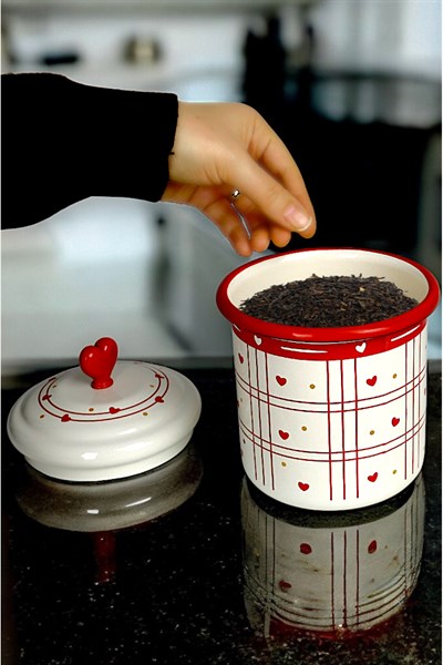 Emaye Kavanoz Kapaklı -1.5litre-baharatlık, Çeyiz, Hediye, Yoğurt Mayalama, Çok Amaçlı Kavanoz