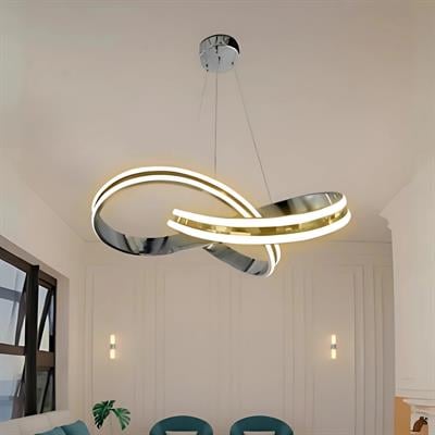 KRAYDINLATMA Aurora Krom Kaplama 3 Renk Ledli Lüks Modern Sarkık Tekli Avize
