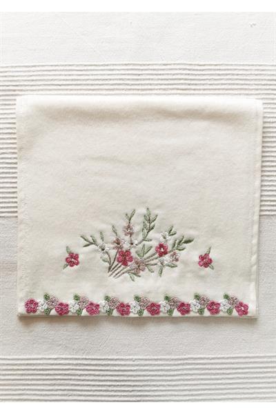 30 x 50 Çiçekli Nakış İşlemeli Kadife Mutfak Havlusu %100 Pamuk
