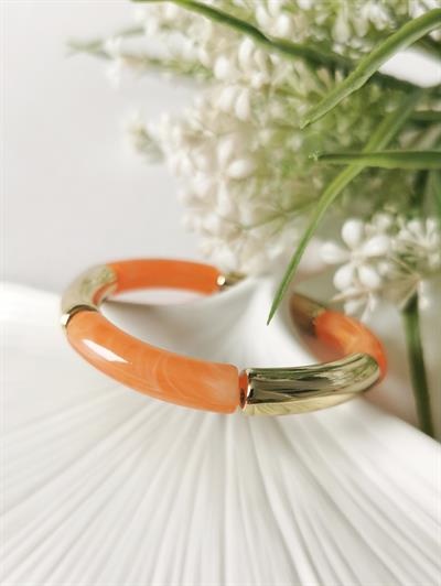 Gold Detaylı Lastikli Turuncu Bileklik 