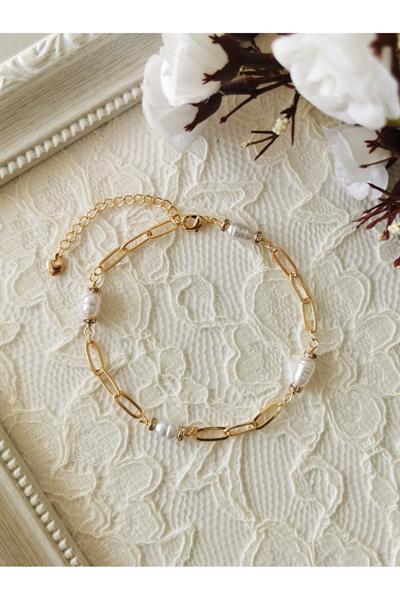 İnci Detaylı Zirkon Taşlı Çelik Halhal