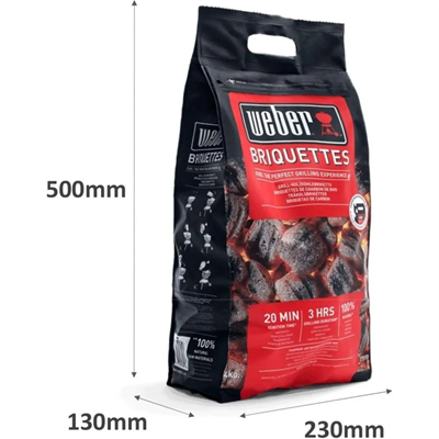 Weber 1759166 Briket Kömür 8 KG – Uzun Süreli ve Dengeli Yanış