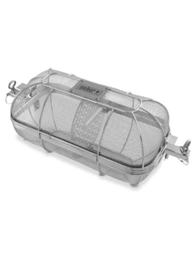 Weber CRAFTED Rotisserie Crisping Basket 7686 – Gourmet BBQ System Paslanmaz Çelik | Ayırıcı Bölmeli Çevirmeli Delikli Sepet | GBS™ Uyumlu