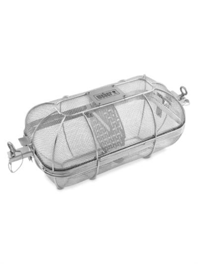Weber CRAFTED Rotisserie Crisping Basket 7686 – Gourmet BBQ System Paslanmaz Çelik | Ayırıcı Bölmeli Çevirmeli Delikli Sepet | GBS™ Uyumlu