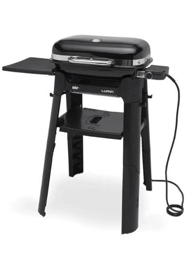 Weber Lumin™ Compact Elektrikli Izgara + Stand Seti – 1 500 W | 315 °C Sear | Smoke-Steam-Keep Warm