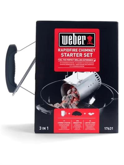 Weber Rapidfire Chimney Starter Set 17631 Kömür Briketleri, Çıra Küpleri ve Baca