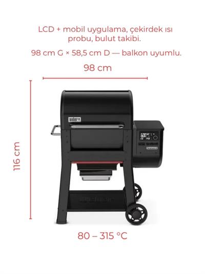 Weber Searwood® 600 Peletli Barbekü (Wi-Fi • DirectFlame™ • SmokeBoost™) 