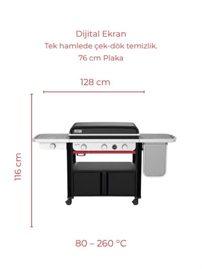 Weber SLATE™ GPD 76 cm Premium Griddle – Side Burnerlı Plancha