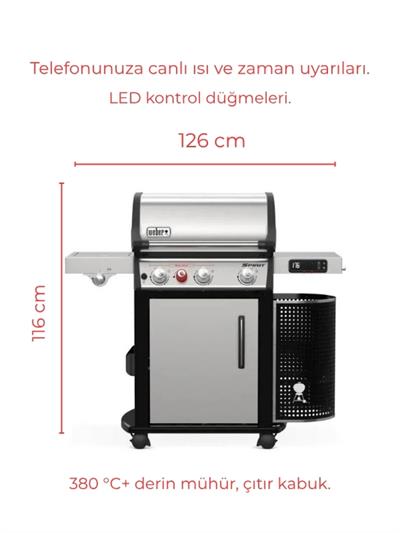 Weber Spirit SPX-335 Smart Gazlı Barbekü – 3 Brülör | XL Sear Zone | Weber Connect