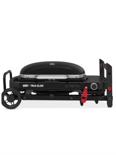 Weber Traveler Compact – Stealth Siyah 49 × 26 cm Döküm Izgara | 2,8 kW Brülör | Tek Pedalla Katlanır