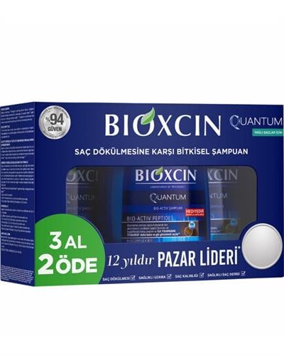 Bioxcin Quantum Şampuan 3 Al 2 Öde Yağlı Saçlar Için 3x300 Ml - Ince Telli Saçlar Için Dökülme Şampuanı