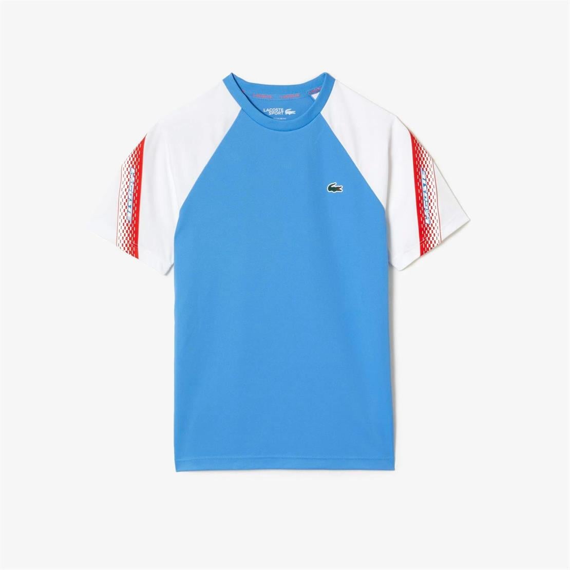 Lacoste SPORT Erkek Regular Fit Bisiklet Yaka Renk Bloklu Mavi T-Shirt