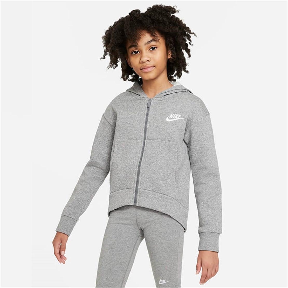 Nike Sportswear Club Fleece Tam Boy Fermuarlı Kız Çocuk Kapüşonlu Üst