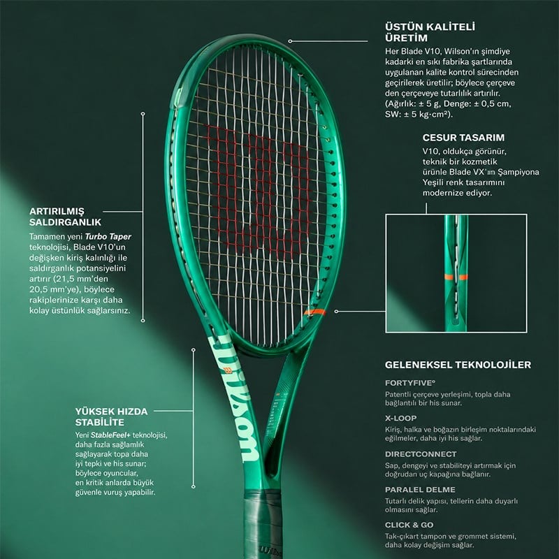 Wilson Blade 98 16x19 v10 Tenis Raketi (305gr.)
