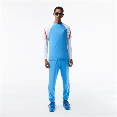 Lacoste SPORT Erkek Regular Fit Bisiklet Yaka Renk Bloklu Mavi T-Shirt