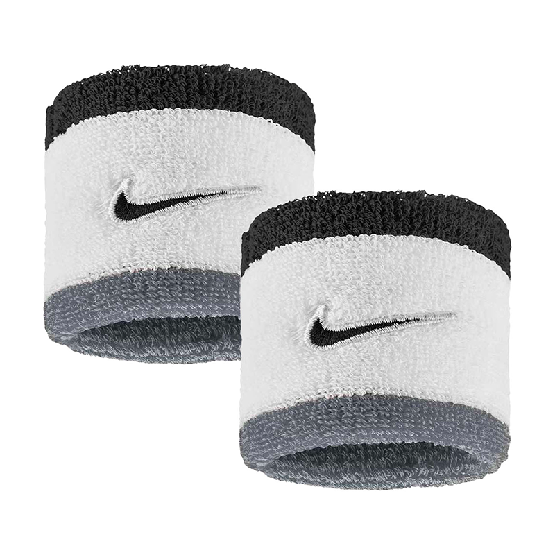 NikeNike Swoosh Classic 2'li Havlu Bileklik - Gri/Beyaz/Siyah