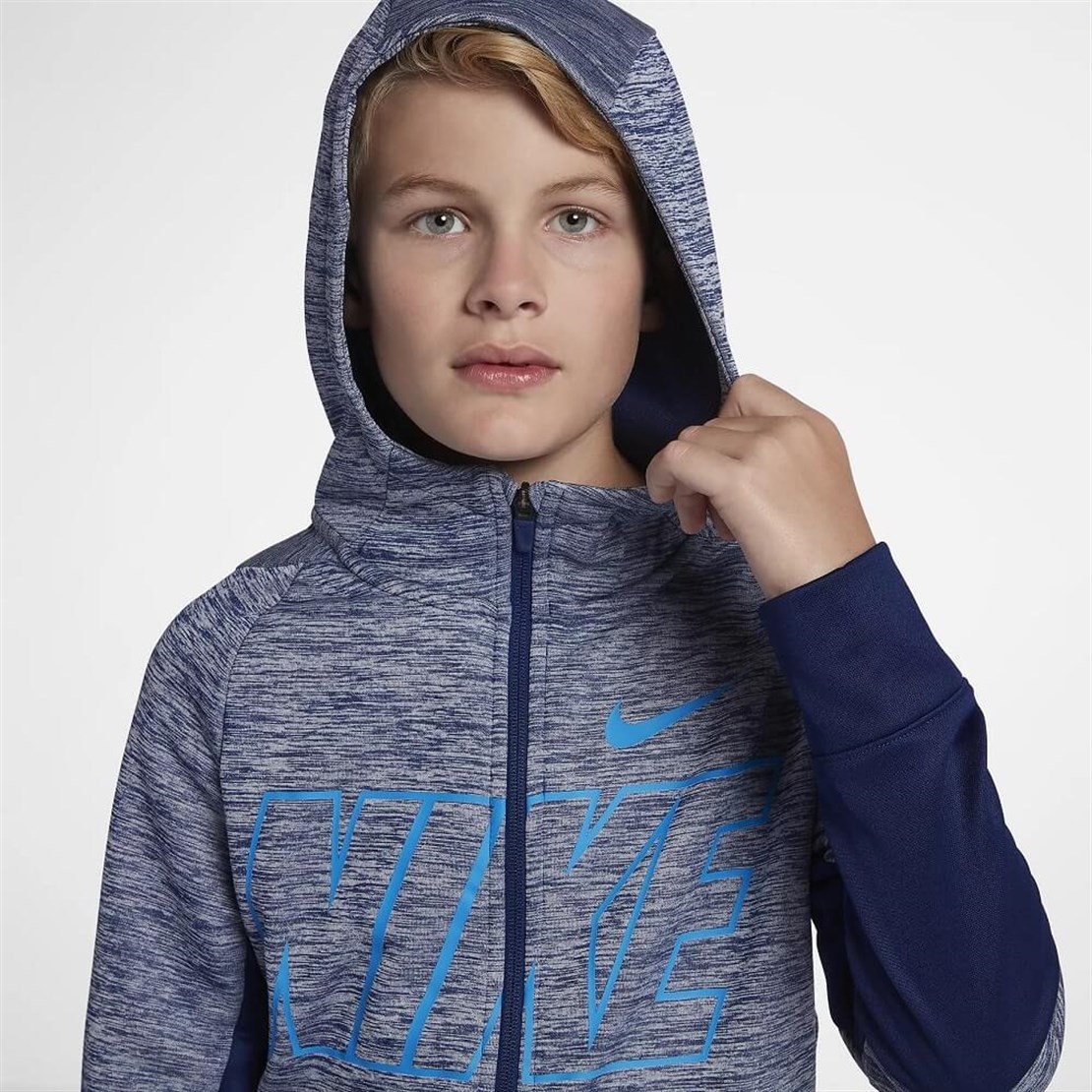 Nike Dri-Fit Erkek Çocuk Kapüşonlu Sweatshirt Mavi | Merit Spor
