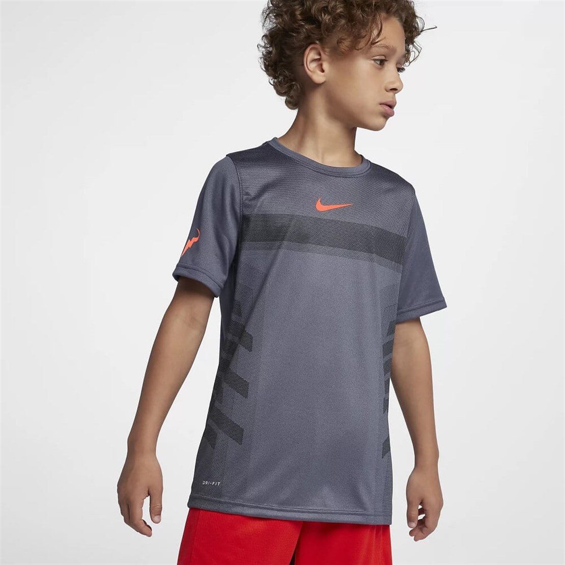 Nike Rafa Crew Gri | Erkek Çocuk Tenis Tişörtü | Merit Spor