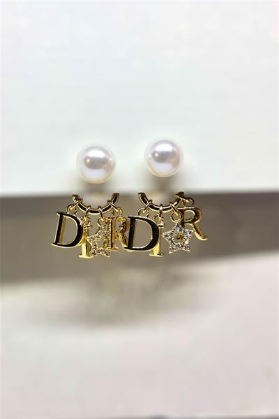 İncili Yazılı Gold Küpe