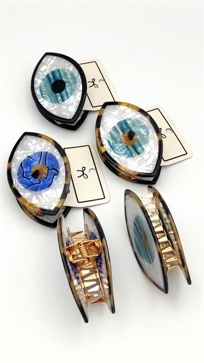 evil eye nazarlık göz figürlü kemik mandal toka (12'li)