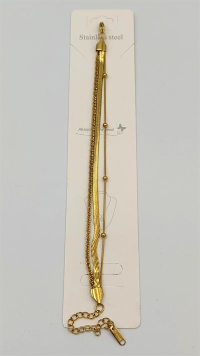 italyan zincir üçlü çelik bileklik (gold renk)