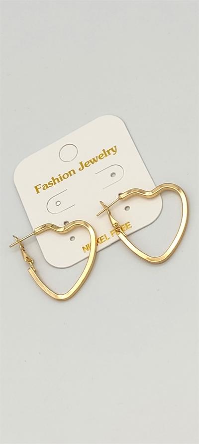 kalp figürlü halka küpe 3 cm (gold renk)