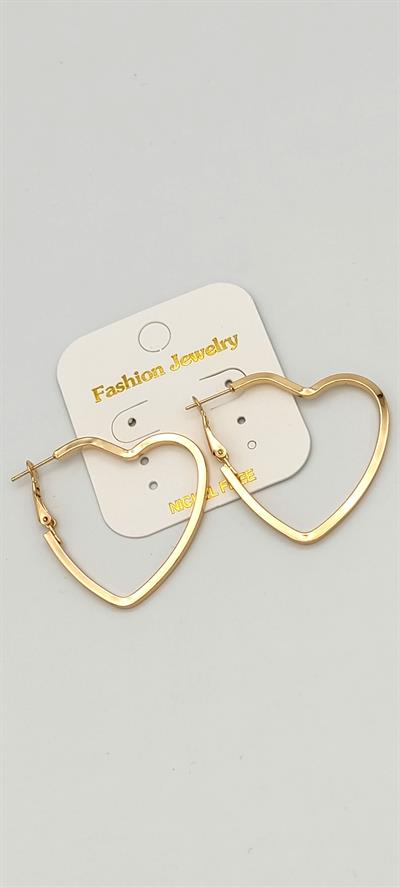 kalp figürlü halka küpe 4 cm (gold renk)