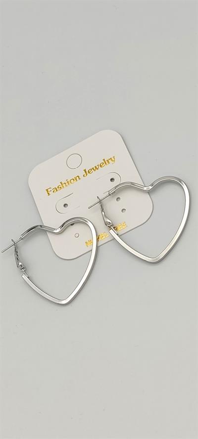 kalp figürlü halka küpe 4 cm (gümüş renk)