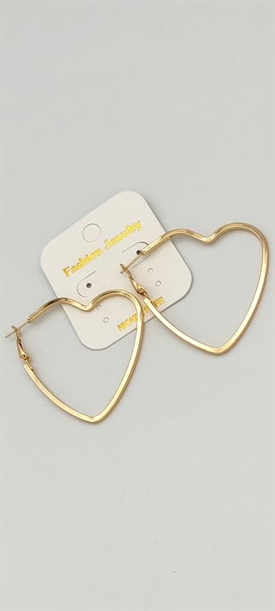 kalp figürlü halka küpe 5 cm (gold renk)