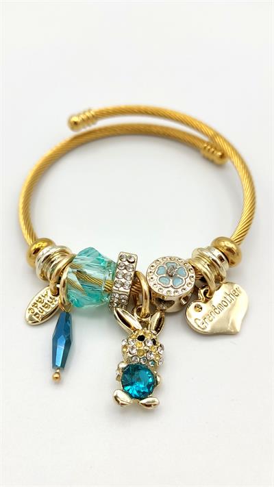 mavi tavşan charm çelik pandora bileklik (gold renk)